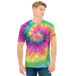 Bright Spiral Tie Dye Print Men's T-Shirt