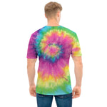 Bright Spiral Tie Dye Print Men's T-Shirt