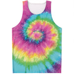 Bright Spiral Tie Dye Print Men's Tank Top