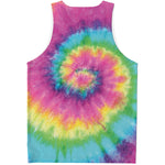 Bright Spiral Tie Dye Print Men's Tank Top