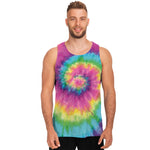 Bright Spiral Tie Dye Print Men's Tank Top