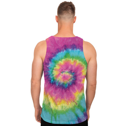 Bright Spiral Tie Dye Print Men's Tank Top