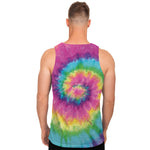 Bright Spiral Tie Dye Print Men's Tank Top
