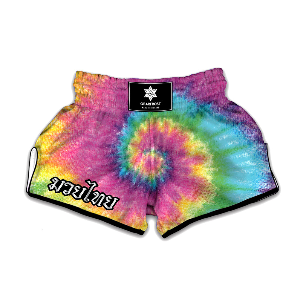 Bright Spiral Tie Dye Print Muay Thai Boxing Shorts