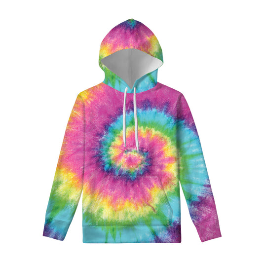 Bright Spiral Tie Dye Print Pullover Hoodie