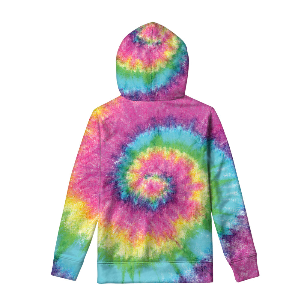 Bright Spiral Tie Dye Print Pullover Hoodie