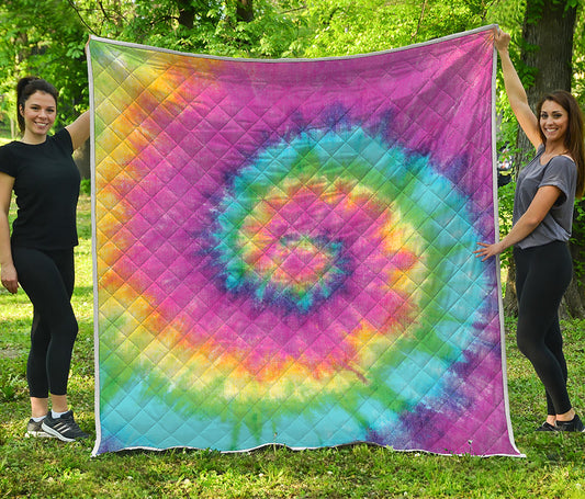 Bright Spiral Tie Dye Print Quilt