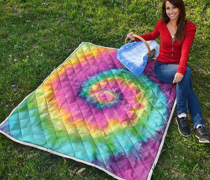 Bright Spiral Tie Dye Print Quilt