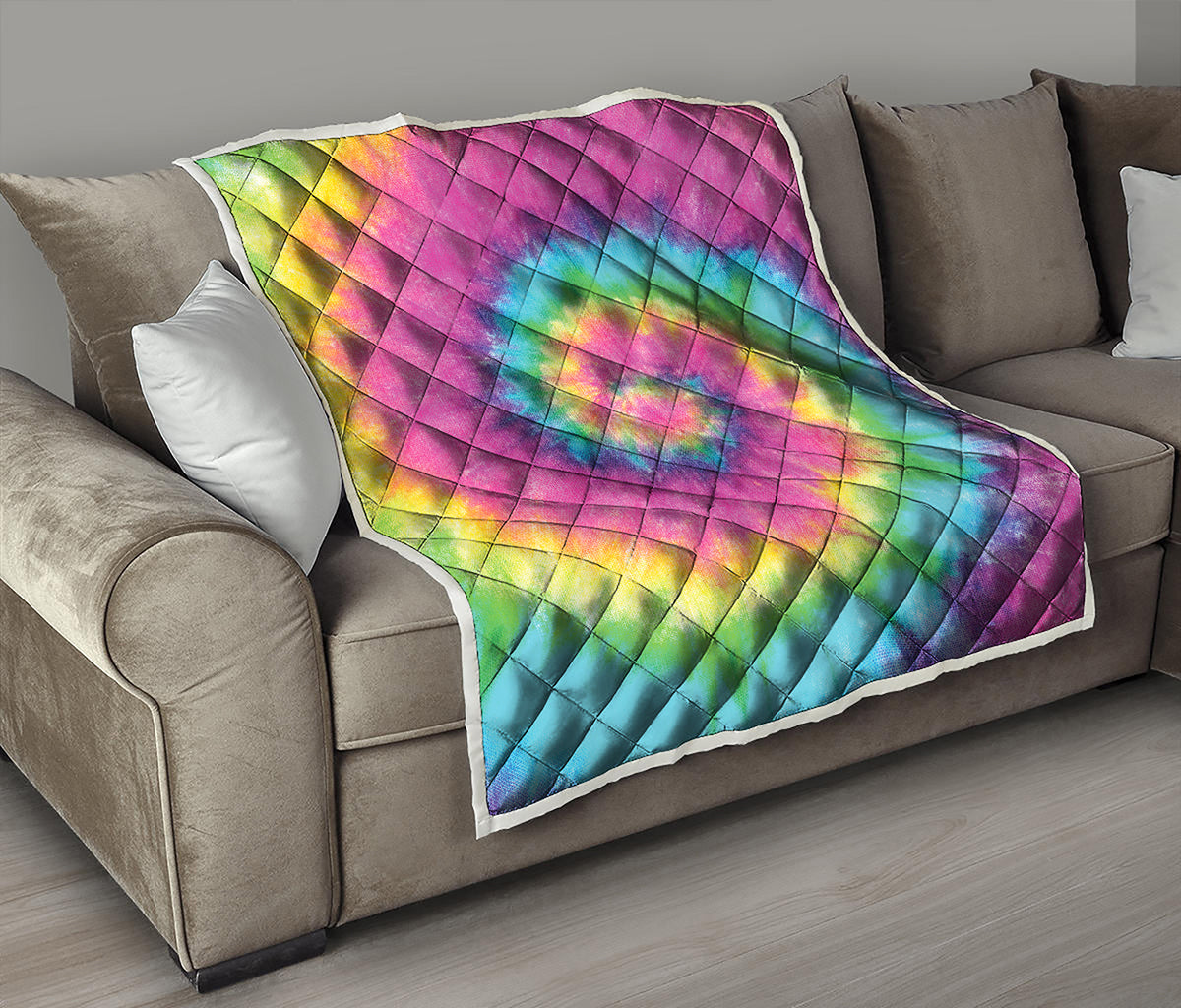 Bright Spiral Tie Dye Print Quilt