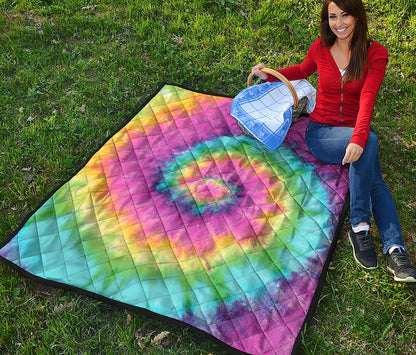 Bright Spiral Tie Dye Print Quilt
