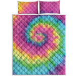Bright Spiral Tie Dye Print Quilt Bed Set
