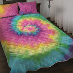 Bright Spiral Tie Dye Print Quilt Bed Set