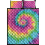 Bright Spiral Tie Dye Print Quilt Bed Set