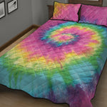 Bright Spiral Tie Dye Print Quilt Bed Set