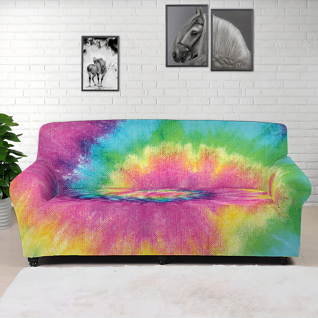 Bright Spiral Tie Dye Print Sofa Cover