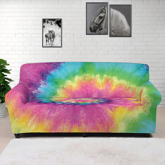 Bright Spiral Tie Dye Print Sofa Cover