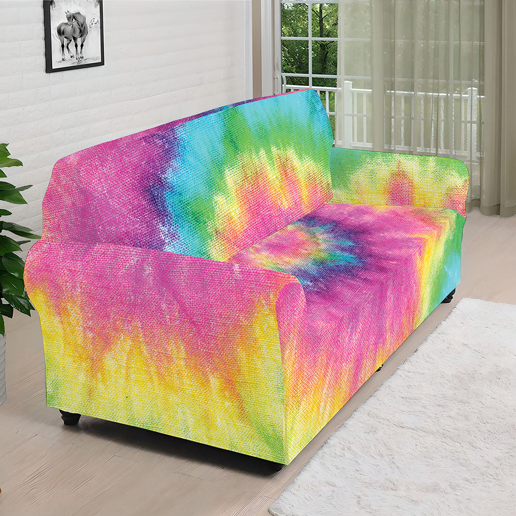 Bright Spiral Tie Dye Print Sofa Cover