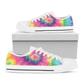 Bright Spiral Tie Dye Print White Low Top Sneakers