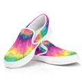 Bright Spiral Tie Dye Print White Slip On Sneakers