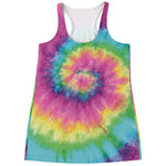 Bright Spiral Tie Dye Print Women's Racerback Tank Top
