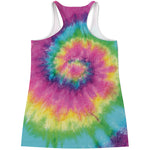 Bright Spiral Tie Dye Print Women's Racerback Tank Top