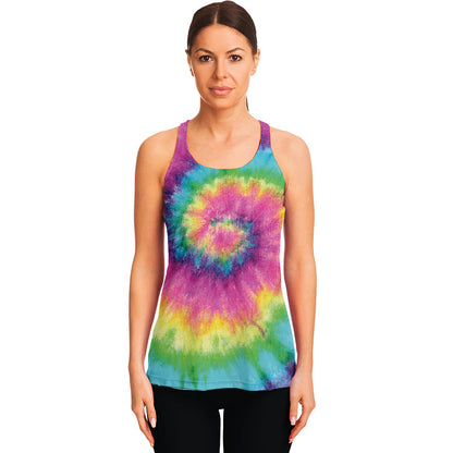 Bright Spiral Tie Dye Print Women's Racerback Tank Top