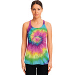 Bright Spiral Tie Dye Print Women's Racerback Tank Top