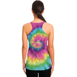 Bright Spiral Tie Dye Print Women's Racerback Tank Top