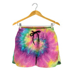 Bright Spiral Tie Dye Print Women's Shorts