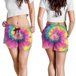 Bright Spiral Tie Dye Print Women's Shorts