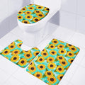 Bright Sunflower Pattern Print 3 Piece Bath Mat Set