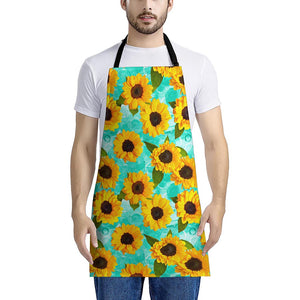 Bright Sunflower Pattern Print Apron