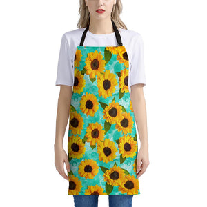 Bright Sunflower Pattern Print Apron