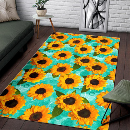 Bright Sunflower Pattern Print Area Rug GearFrost