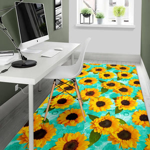 Bright Sunflower Pattern Print Area Rug GearFrost