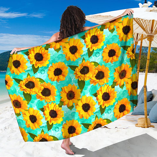 Bright Sunflower Pattern Print Beach Sarong Wrap