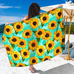 Bright Sunflower Pattern Print Beach Sarong Wrap