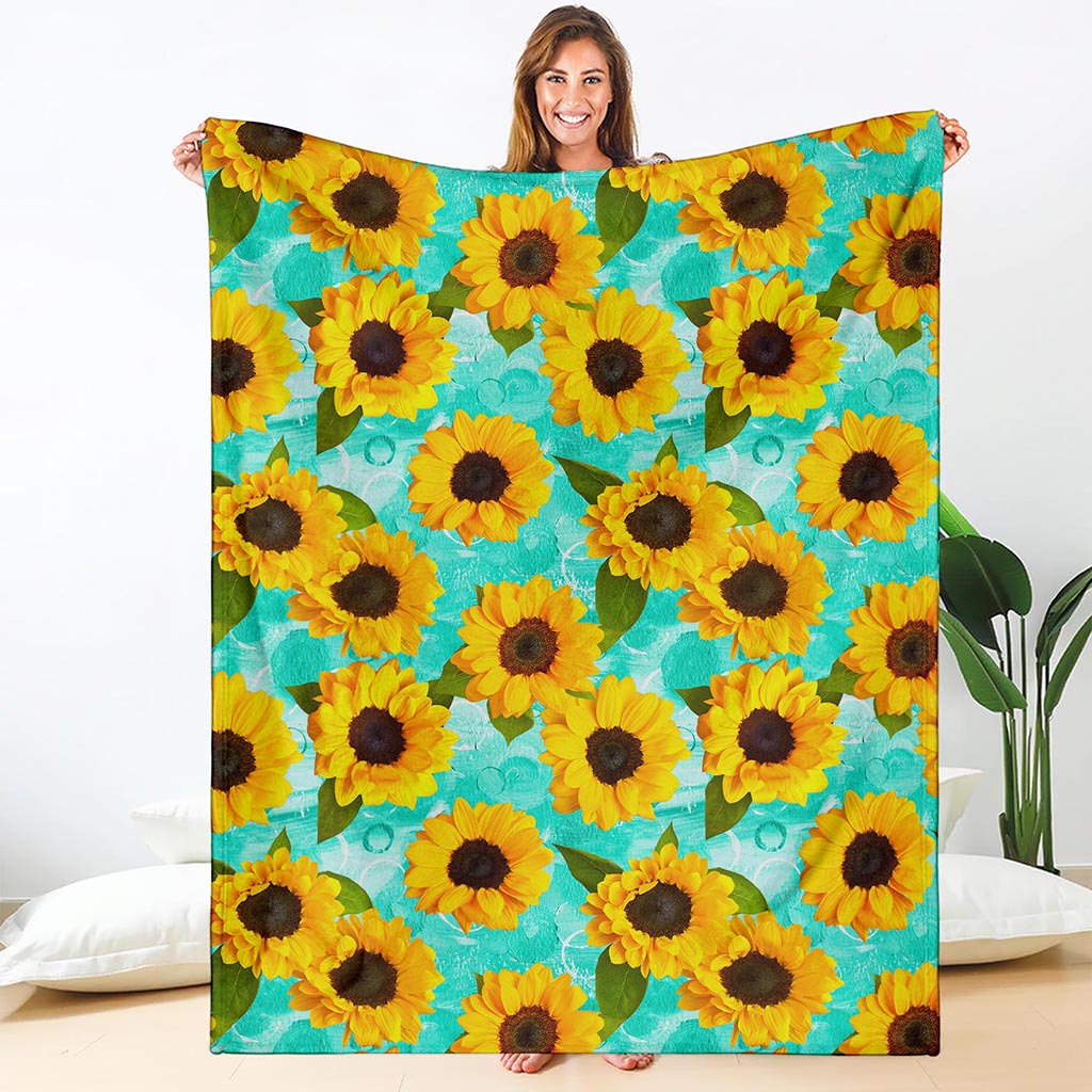Bright Sunflower Pattern Print Blanket