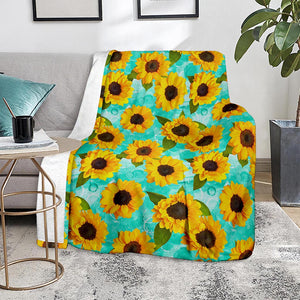 Bright Sunflower Pattern Print Blanket