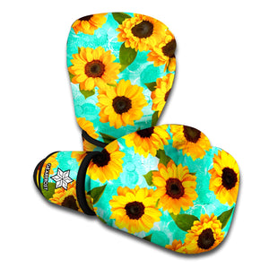 Bright Sunflower Pattern Print Boxing Gloves