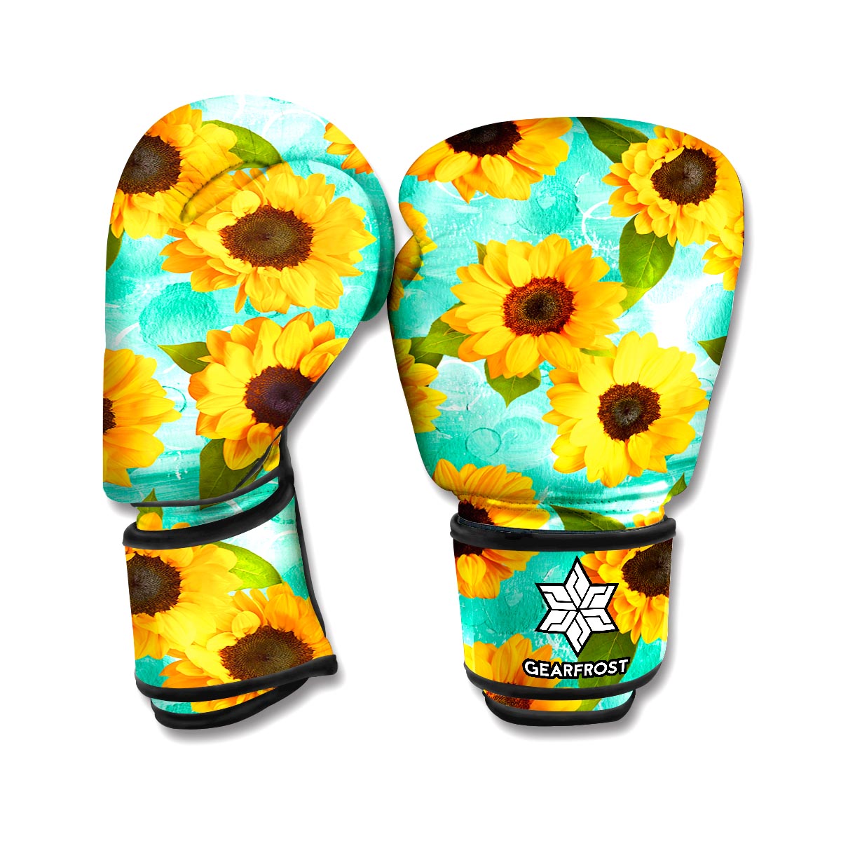 Bright Sunflower Pattern Print Boxing Gloves