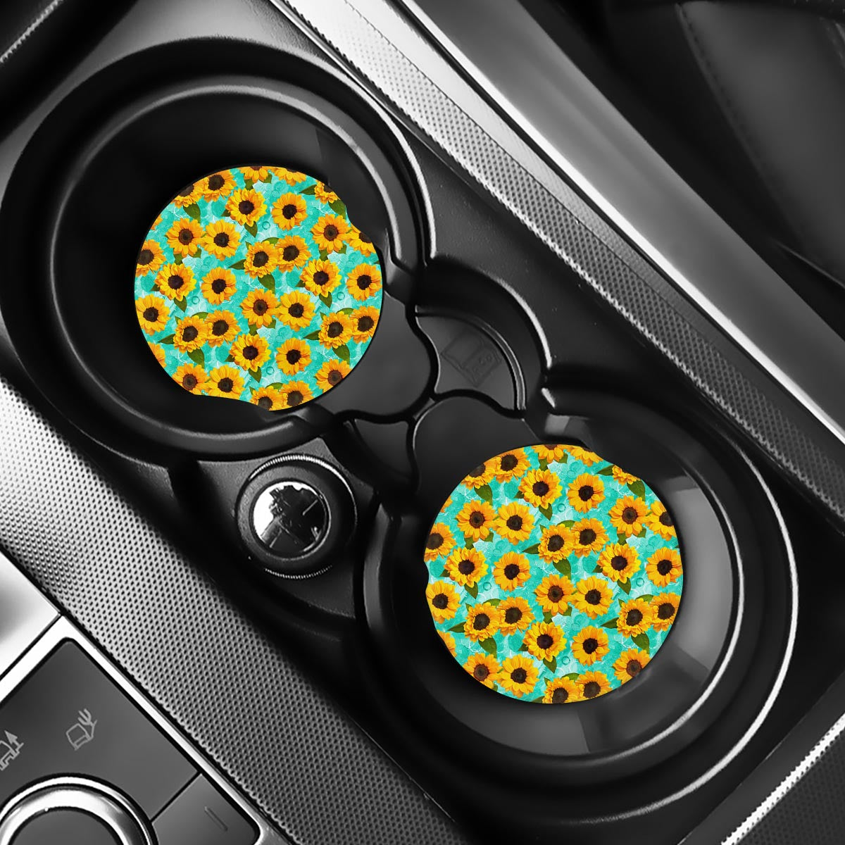 Bright Sunflower Pattern Print Car Coasters