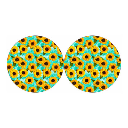 Bright Sunflower Pattern Print Car Coasters
