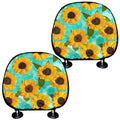 Bright Sunflower Pattern Print Car Headrest Covers