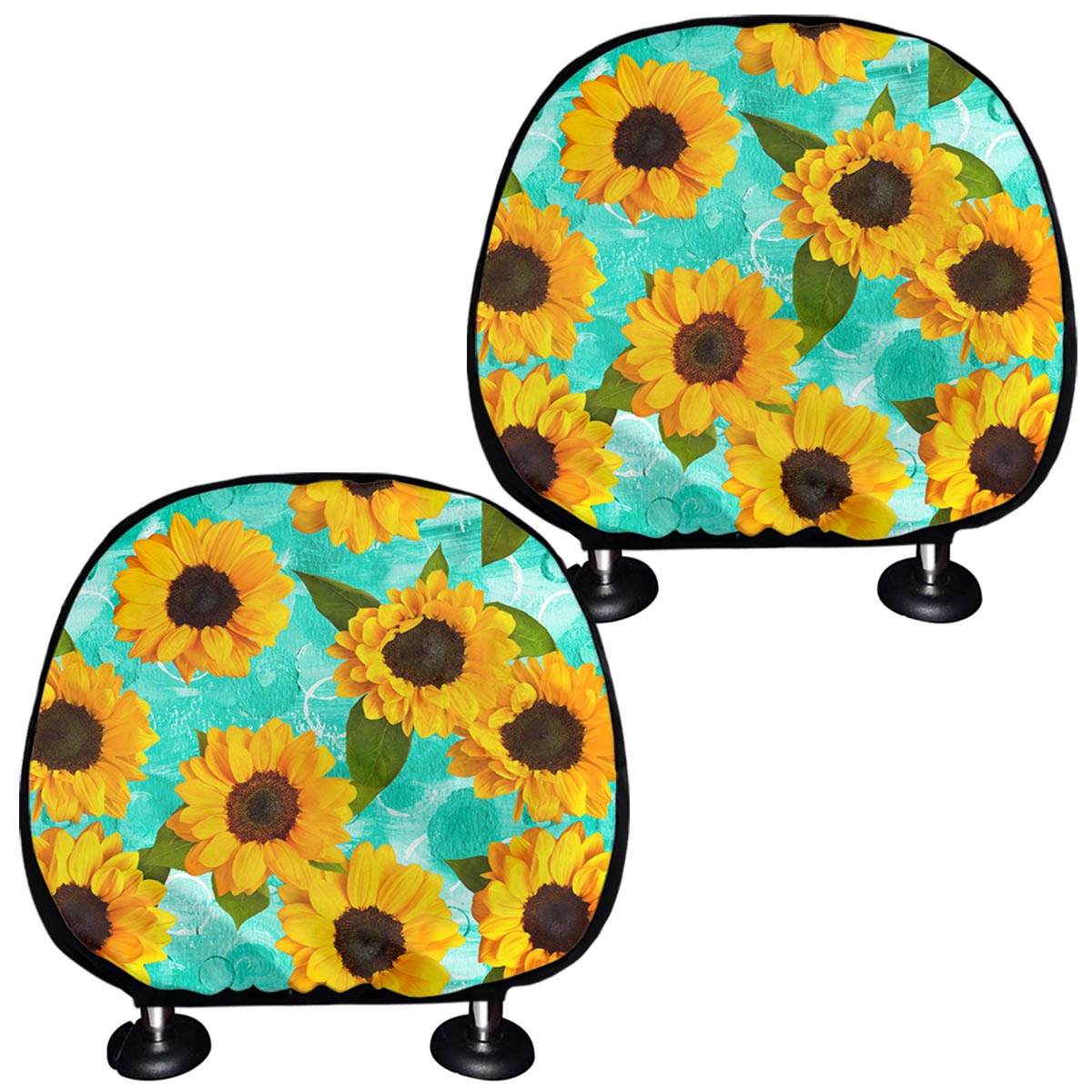 Bright Sunflower Pattern Print Car Headrest Covers