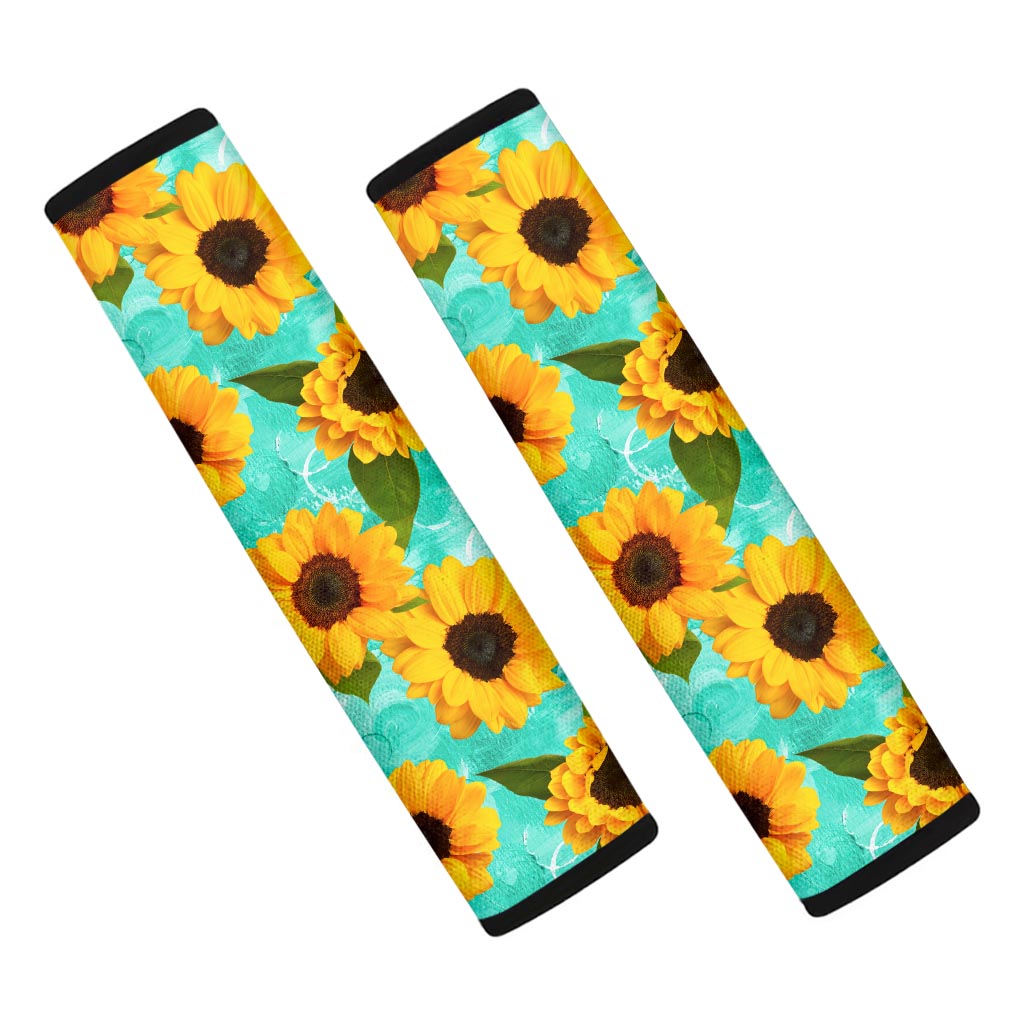 Bright Sunflower Pattern Print Car Seat Belt Covers