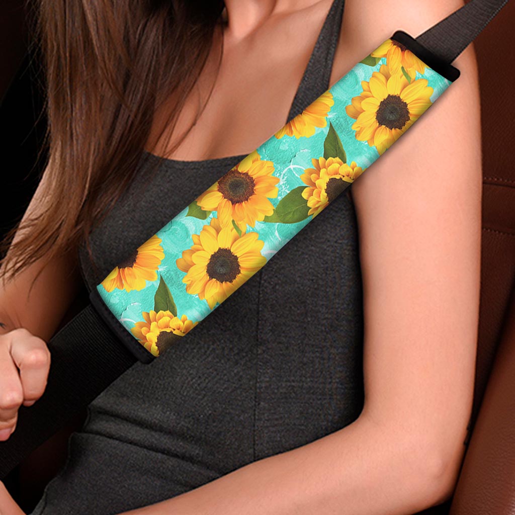 Bright Sunflower Pattern Print Car Seat Belt Covers