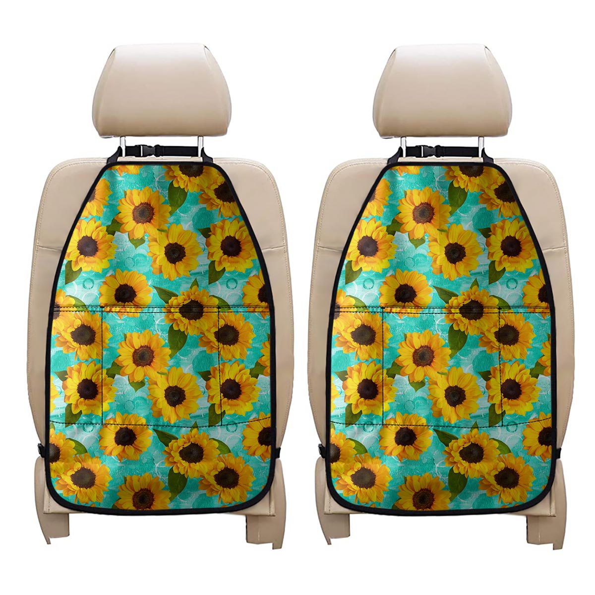 Bright Sunflower Pattern Print Car Seat Organizers