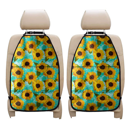 Bright Sunflower Pattern Print Car Seat Organizers