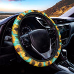 Bright Sunflower Pattern Print Car Steering Wheel Cover